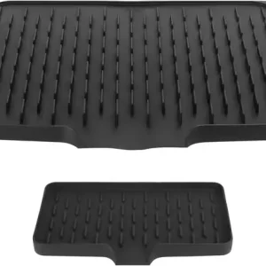 Silikon Oppvaskmatte, Vaskematte, Sklisikker Vaskematte, Kjøkkenmatte for Kjøkkenbenk (40 x 33 cm, 24,5 x 13,6 cm)