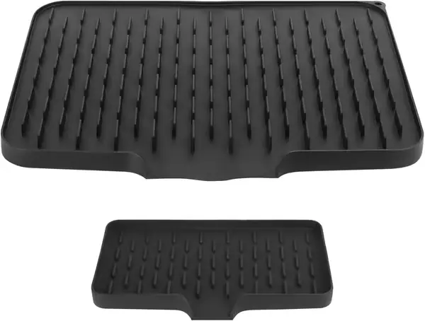 Silikon Oppvaskmatte, Vaskematte, Sklisikker Vaskematte, Kjøkkenmatte for Kjøkkenbenk (40 x 33 cm, 24,5 x 13,6 cm)