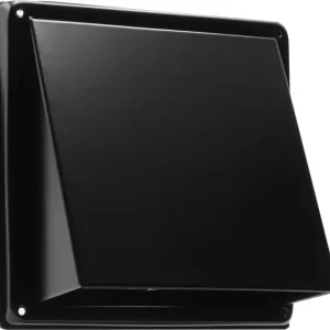 Ventilasjonsrist i rustfritt stål med skrå hette 150 mm svart utendørs luftutløpsdeksel for ventilasjonskanaler i hjemmet