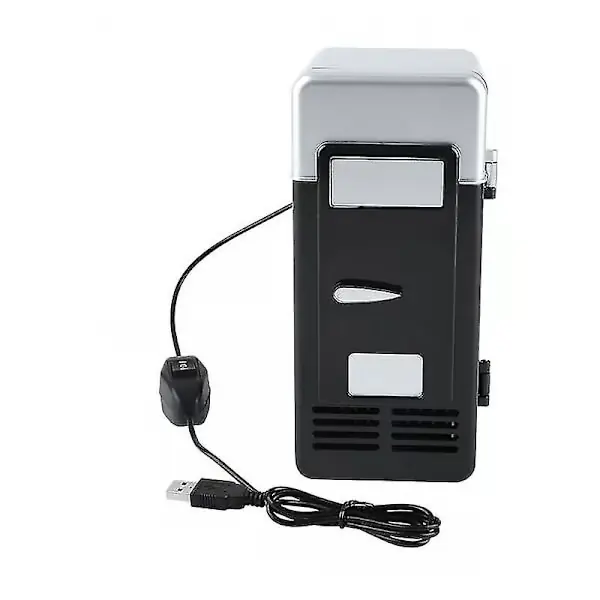LED Mini USB-kjøleskap, bærbar drikkekjøler og varmer, svart