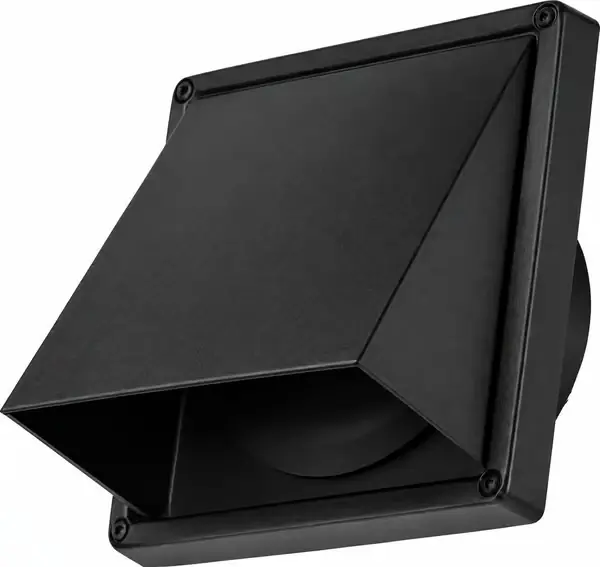 AIRACE Veggventil med hette 100 mm, 304 rustfritt stål avtrekksrist med tilbakeslagsventil, matt svart utendørs ventilasjonsdeksel
