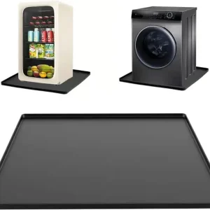 Silikon vaskemaskin-drypppanne 60x50 cm vanntett sklisikker gulvbeskyttelsesmatte for vaskemaskin, tørketrommel, oppvaskmaskin, kjøleskap, svart
