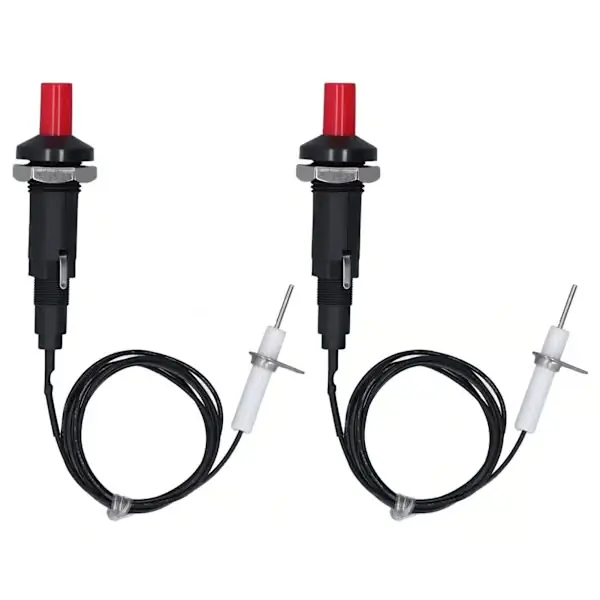 2-pakning Piezo-tennerkit Trykknapp 1 Ut 2 Med 1m Tennnåltråd For Gasskomfyr Ovn Varmeapparat Peis