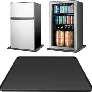 Vanntett dryppebrett i silikon for vaskemaskin 24x24 tommer, sklisikker gulvbeskyttelsesmatte for vaskemaskin, tørketrommel, minikjøleskap, svart