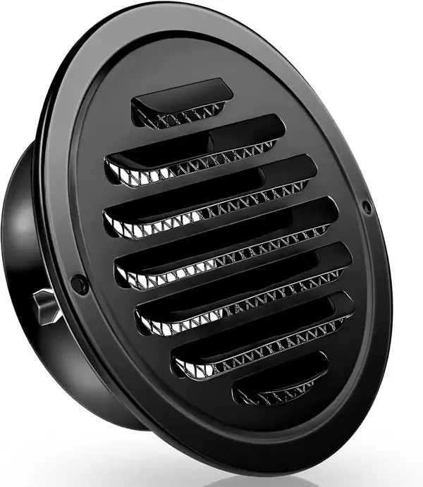 1 stk. ventilasjonsrist i rustfritt stål, 4 tommer rund tørketrommelventil med netting for hjem, utendørs, bad, vegg, tak, utvendig avtrekk