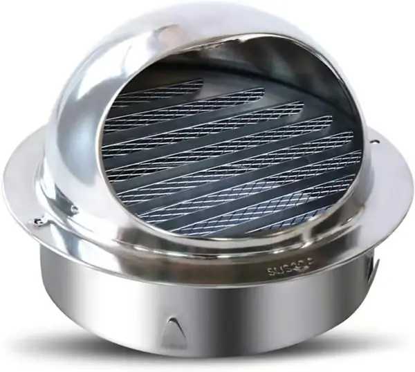 Sfärisk rist - 100 mm ventilasjonsrist - Runde lameller - Myggnetting eksosspjeld - Ventilasjon garasje kjøkken bad veggventilasjonshette