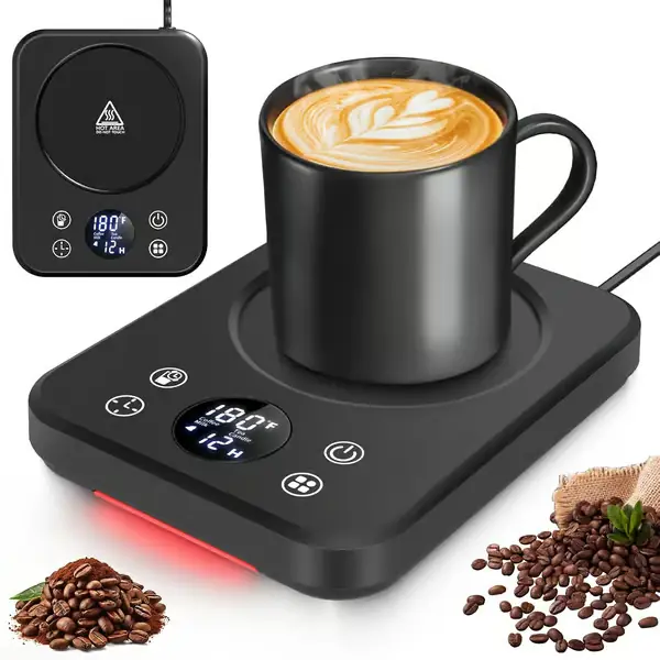 Koppvarmer - med automatisk avslåing, timer, 10 temperaturinnstillinger, kaffeplate, perfekt gave til kontoret og hjemmet.