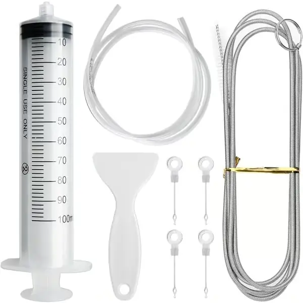 8 Avløpshull for kjøleskap, brukes til å rengjøre kjøleskapet, se det åtte-delers settet