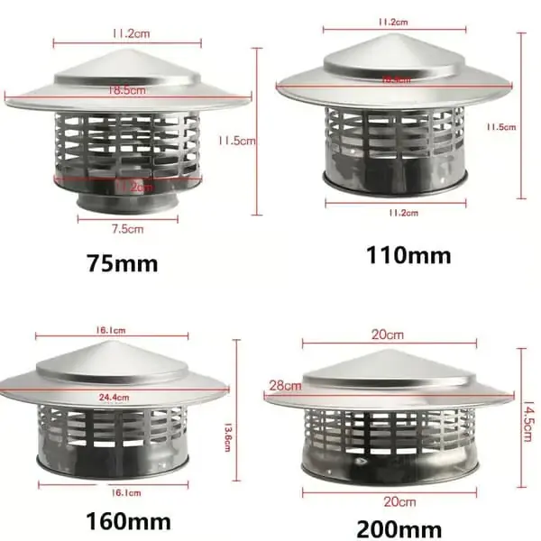 Ventilasjons skorsteinshette 75MM-Perfekt 75mm 75mm 75mm
