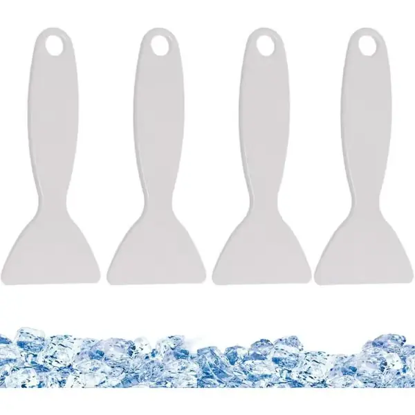 (Hvit) Kjøleskapsdeler og tilbehør. Sett med 4 bærbare avrimingsspader i plast for kjøleskap og frysere