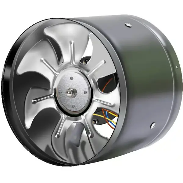 Kanalventilator. Mini metall avtrekksvifte. Mellometasjevifte. 15 cm - Svart