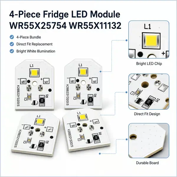 4-pakning LED-lysmodul erstatningsdel for kjøleskap for WR55X25754 og WR55X11132 (hvit)