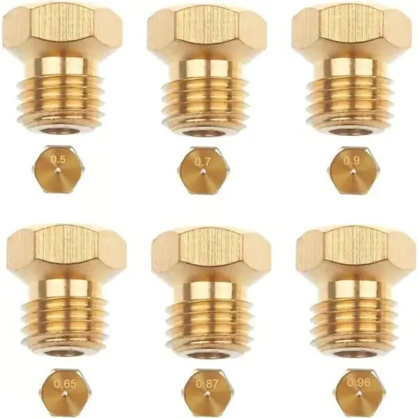 Universale brennerdyser, 6-delt sett - Messing - Naturgass og LPG - Diametre 0,5–0,96 mm