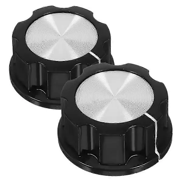 2 stk. erstatningsknapper for airfryer-timer i ABS, bryterkontrollknapper for ovn, komfyr, kjøkkenapparat, svart, 3 cm