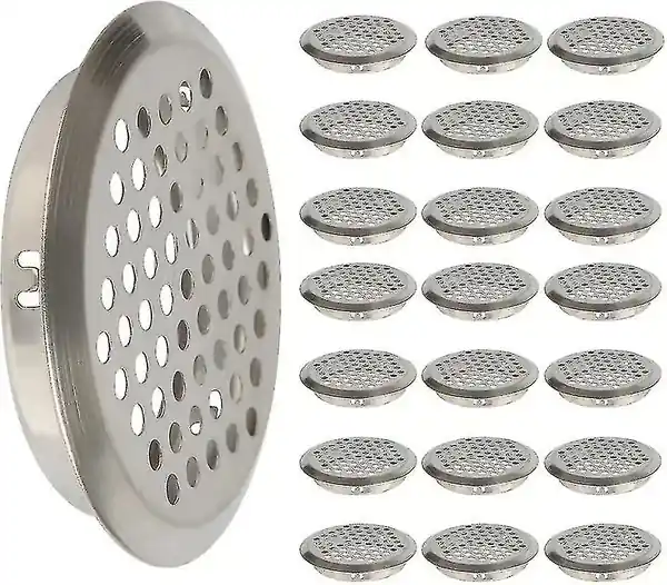 50 stk. luftventilgitter i rustfritt stål, ventilasjonshull, ventilasjonsgitter, rundt luftventilgitter, ventilasjonsventil, insektsnett, ventilasj...