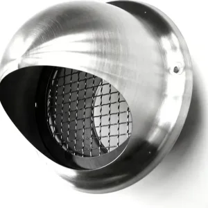 Ventilasjonsuttak i rustfritt stål 125 mm med grovmasket gitter, børstet luftventil for avtrekkshette, tørketrommel og naturlig ventilasjon