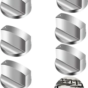 Gassknotter 6mm Metall Universelle Kontrollknotter Universell Knott Komfyrknott Sølv Gasskomfyrknotter for Gassovn og Komfyr 6 Stykker