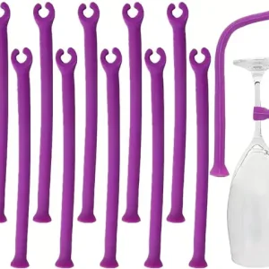 Vinglassbeskyttere for oppvaskmaskin, fleksible silikonholdere for vinglass, champagneglass og cocktailglass, 12-pakning, lilla