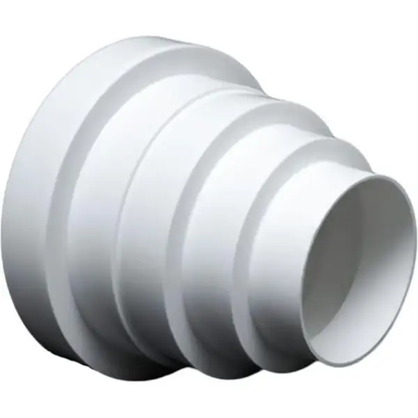 Universell rund reduksjon for ventilasjon – Diametre 80-150 mm – Korrosjonsbestandig PVC – Rask og enkel installasjon