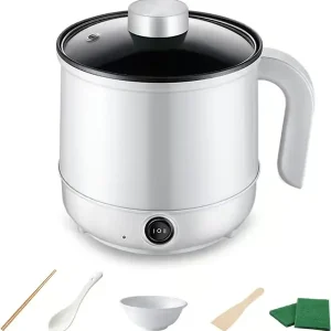 Multifunksjonell elektrisk dampkoker, ideell for nudler, pasta, egg og suppe (hvit) Hvit White