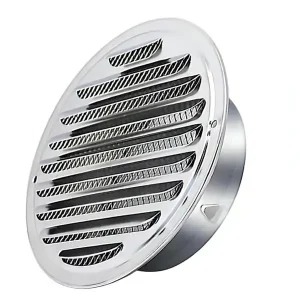 Rund ventilasjonsrist i rustfritt stål 70 mm – luftutløpsdeksel med myggnett