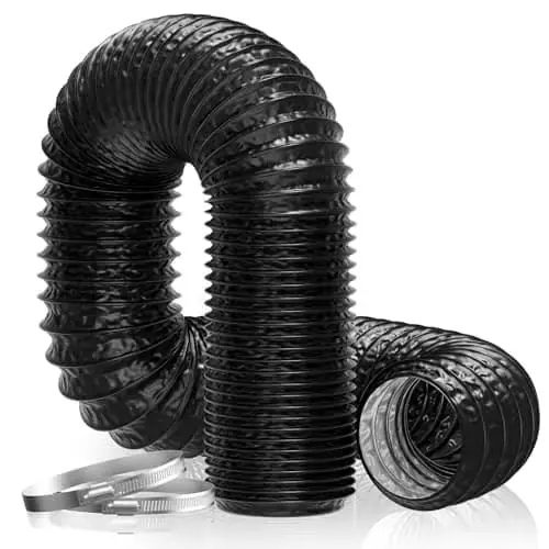 Fleksibel ventilasjonsslange 150 mm × 6 m PVC og aluminiumsfolie luftkanal for tørketromler, kjøkkenvifter, oppvarming og klimaanlegg, svart