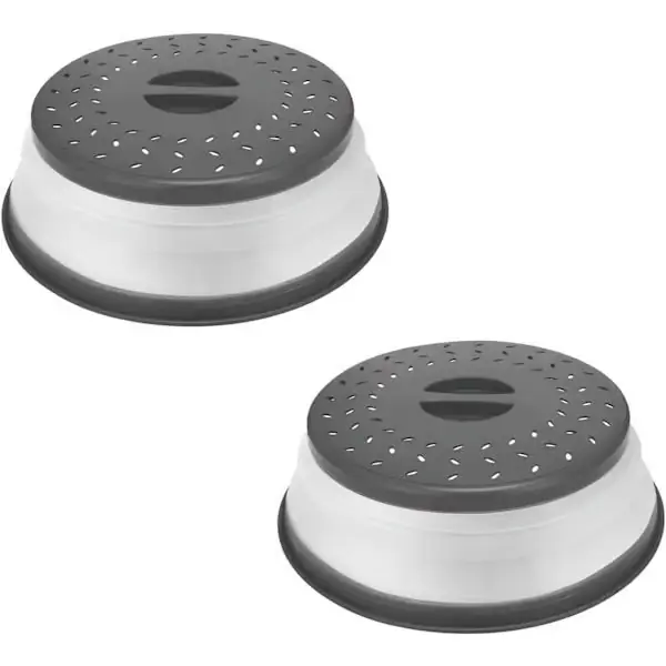 Mikrobølgeovndeksel for mat, sammenleggbar mikrobølgesprutbeskyttelse, matsil, oppvaskmaskinsikker, 2-pakning Grå 2 stk Grey 2pcs