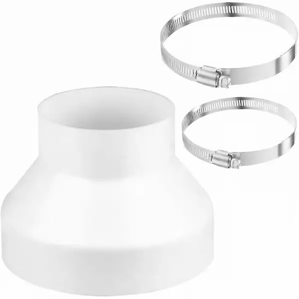 150 mm til 100 mm AC-ventilasjonsslangereduksjonsadapter med 2 klemmer i rustfritt stål