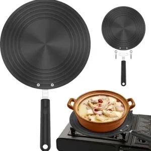 Adapter – Induksjonsadapterplate 24 cm – Platetoppbeskytter/adapter – Varmesprederplate – Med håndtak – Komfyrspreder – For beskyttelse av kokekar