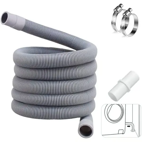 Forlengelsesslange for oppvaskmaskin - 3 m - Universell - 2,3 cm innvendig diameter - Hvit adapter inkludert