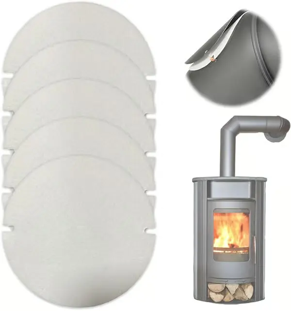 5 stk. Ovnsrørpakninger, Motstår Ekstreme Temperaturer, Passer til Ovnsrørklaffer og Inspeksjonsluker, for å Forhindre Røyklekkasje, 155*2mm