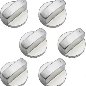 6 Stykker Universelle Metall Kontrollknapper Gasskomfyrknapp 6mm Universelle Kontrollknapper Komfyrknapp Kompatibel Med Gasskomfyr Komfyr Ovn Koket...