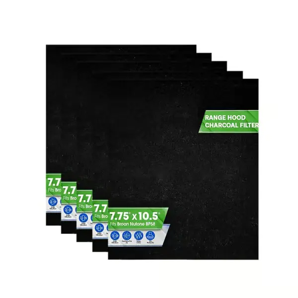 5-pakning svarte avtrekksviftefilterputer kompatible med 43000/NuTone BP58 - Polyuretan og aktivt kull, 27cm x 20cm, fjerner matlukt og fanger fett...