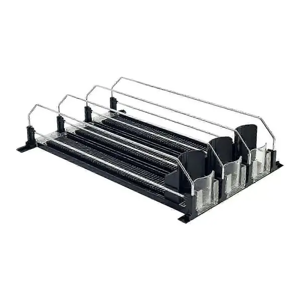 Drikkeflaskeorganisator for kjøleskap - Holdbar fjærbelastet design (FMY) 3 rader svart 3 row black optional