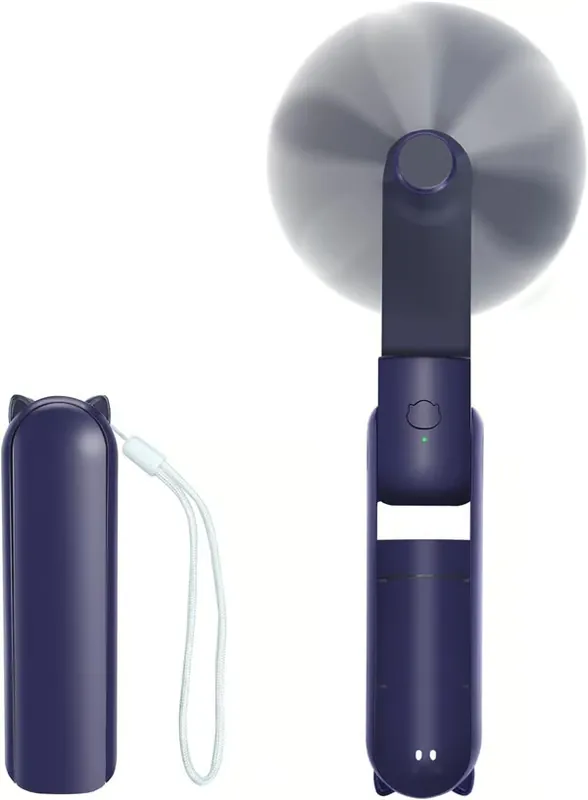 Håndholdt Vifte, USB Oppladbar Bærbar Håndvifte med 3 Hastigheter Mini Lommevifte Sammenleggbar Reisevifte med Powerbank Skrivebordsvifter (Blå)