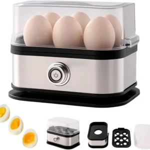 Smart eggekoker med automatisk avslåingsfunksjon, kan koke 6 egg.