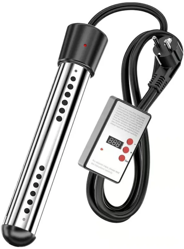Bærbar nedsenkningsvannvarmer 1500W med timer og automatisk avslåing, 304 rustfritt stål for badekar, basseng, camping, innendørs og utendørs