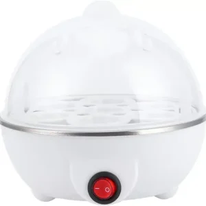 Elektrisk eggekoker og dampkoker, BPA-fri, oljefri matlaging for egg og grønnsaker, kompakt kjøkken, hvit, 16 cm høy