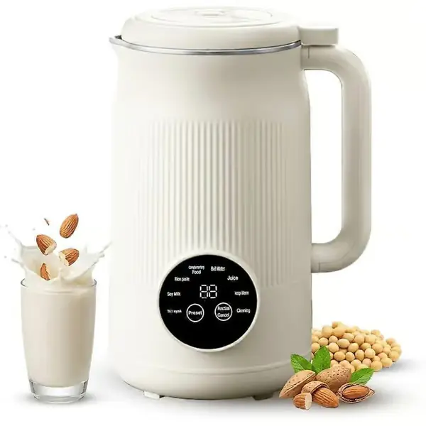 Nøttemelkmaskin, 40 oz soyamelkmaskin med selvrens, forsinket start, hold varm, kompatibel med juice, smoothie, EU-plugg