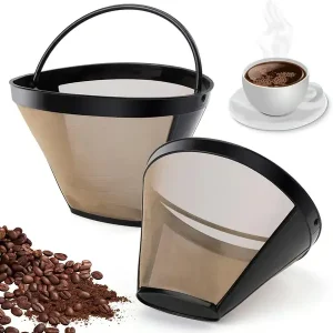 Stykker Gjenbrukbart Kaffefilter, Permanent Filter, Universelt Kaffefilter, 100 Mesh Kaffefilter, 304 Rustfritt Stål, med Håndtak, 12cm, for De Fle...