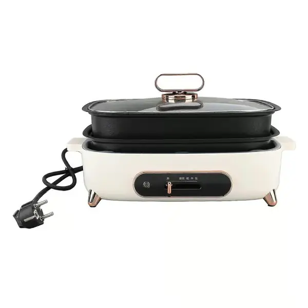 Elektrisk stekepanne med avtakbar panne 1200W Justerbar temperatur Non-stick Multifunksjonell elektrisk stekepanne med glasslokk EU-plugg 220V