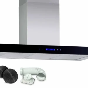 Berdsen BN-KE3 INOX skorstein kjøkkenhette + glass