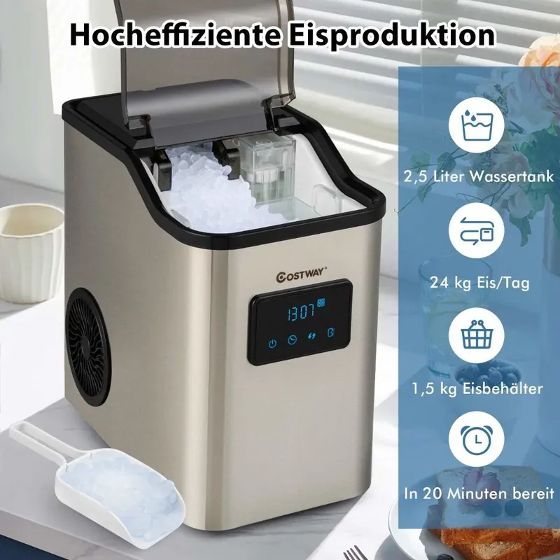 Isbitmaskin 24kg per dag knust ismaskin ismaskin isbitmaskin inkludert spadetimer 2,5L vanntank