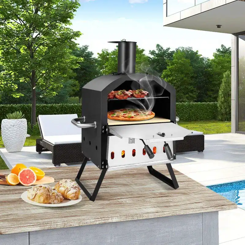 2-lags pizzaovn med grillrist & pizzastein & pizzaspade & vanntett trekk