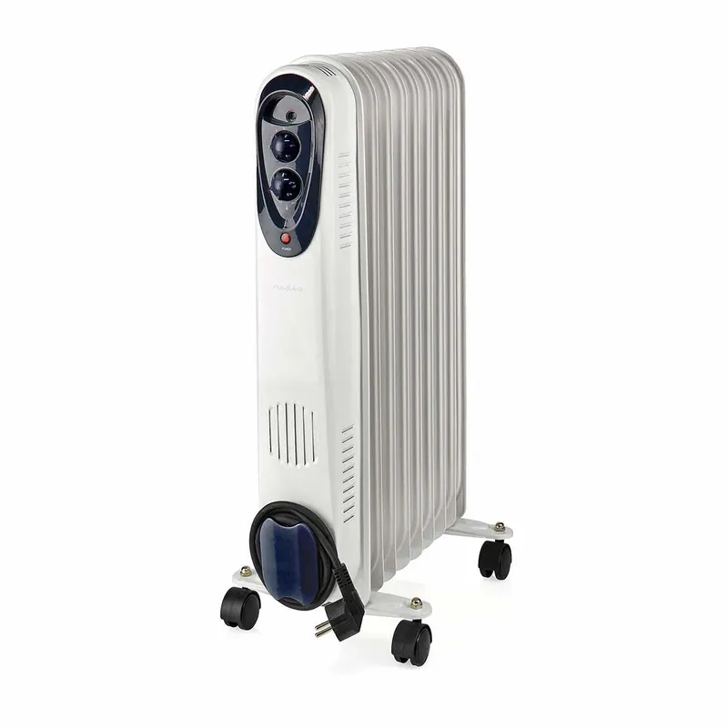 Mobil Oil Radiator 800 / 1200 / 2000 W 9 Finner Justerbar termostat 3 Varmeinnstillinger Veltebeskyttelse Hvit