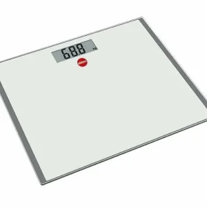 Hvit elektronisk personvekt med LCD, 150 kg