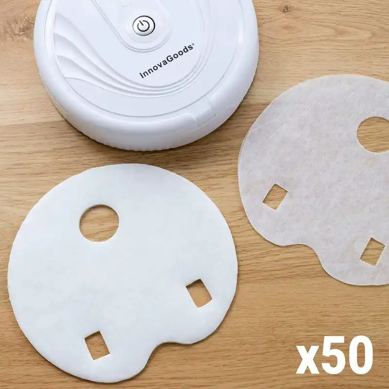 50-paknings utskiftbare mikrofibermopper for robotstøvsugere, hvit