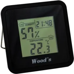Hygrometer/termometer som viser fuktnivå i hjemmet