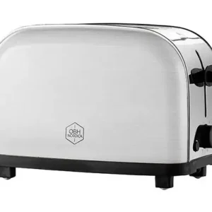 Brødrister i rustfritt stål med smulebrett