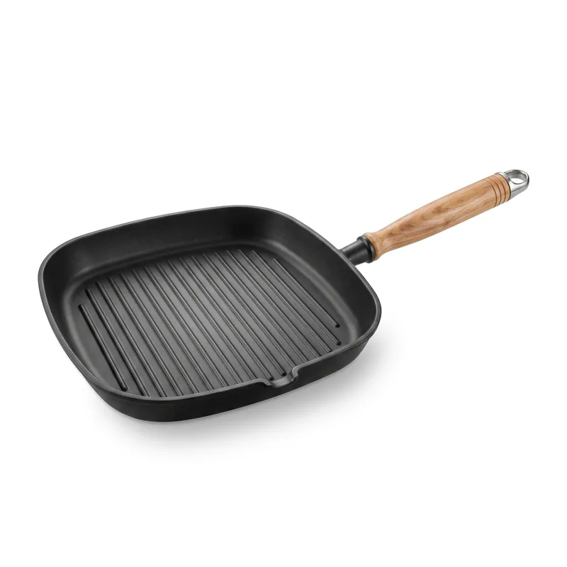 Støpejernsgrillpanne med emalje belegg